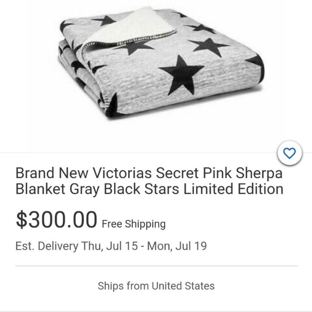 New VS Pink Sherpa Blanket Stars